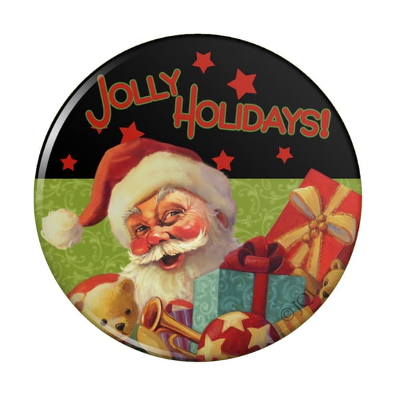 Christmas Jolly Holidays Santa Graphic Pinback Button Pin