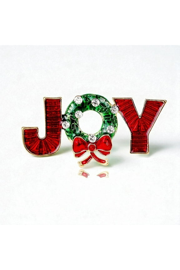 Christmas Joy Bow Brooch Vintage Oil Drop Design Holiday Fashion Pin