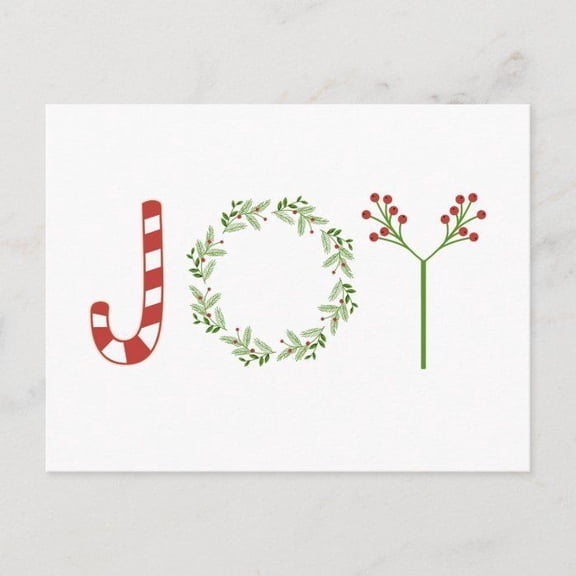 Christmas Joy Card with Candy Cane and Wreath Design  Blank Inside for Personalized Messages  Perfect Holiday Greeting for Friends and Family
