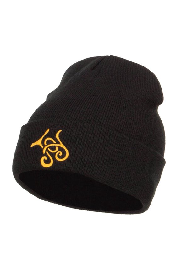 Christmas Joy Embroidered Long Beanie - Black OSFM