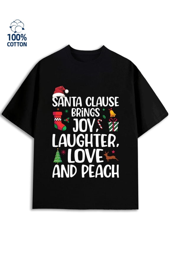 Christmas Joy T-Shirt men's Christmas 180G 100% Cotton black elegant humor Retro Unisex Shirt Cotton tshirts Casual Unisex Shirt Short Sleeve tshirts