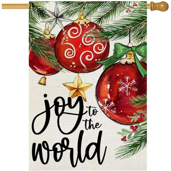 Christmas Joy to the World 28x40 Double Sided for Outside Winter Outdoor Decorative Xmas Holiday Large Porch Flag 68-28