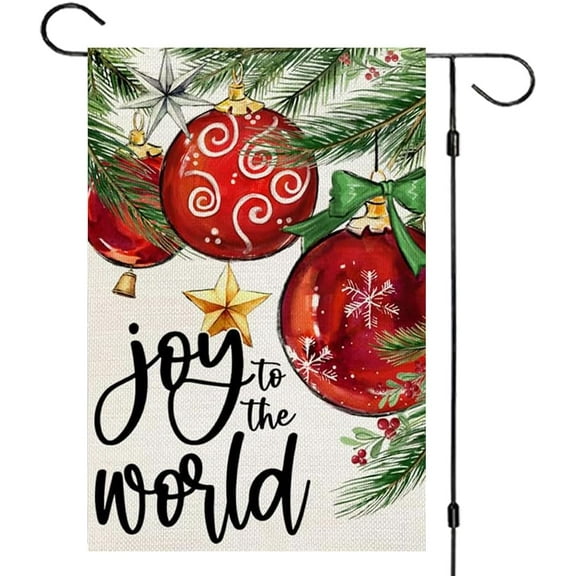 Christmas Joy to the World Garden Flag 12.5x18 Double Sided for Outside, Winter Outdoor Xmas Decorative Holiday Porch Seasonal Yard Flag 68-12
