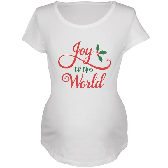 Christmas Joy to the World Script Maternity Soft T Shirt White 2XL