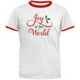 thumbnail image 1 of Christmas Joy to the World Script Mens Ringer T Shirt White-Red X-LG, 1 of 1