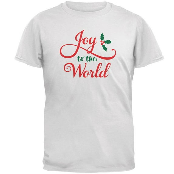 Christmas Joy to the World Script Mens T Shirt White SM