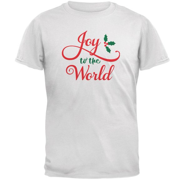 Christmas Joy to the World Script Mens T Shirt White SM