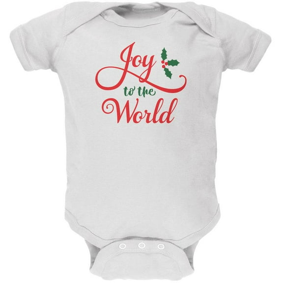 Christmas Joy to the World Script Soft Baby One Piece White 12-18 M