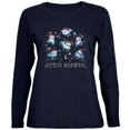 thumbnail image 1 of Christmas Joyeux Narwhal Noel Womens Long Sleeve T Shirt Navy LG, 1 of 1