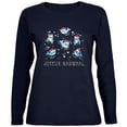 thumbnail image 1 of Christmas Joyeux Narwhal Noel Womens Long Sleeve T Shirt Navy MD, 1 of 1