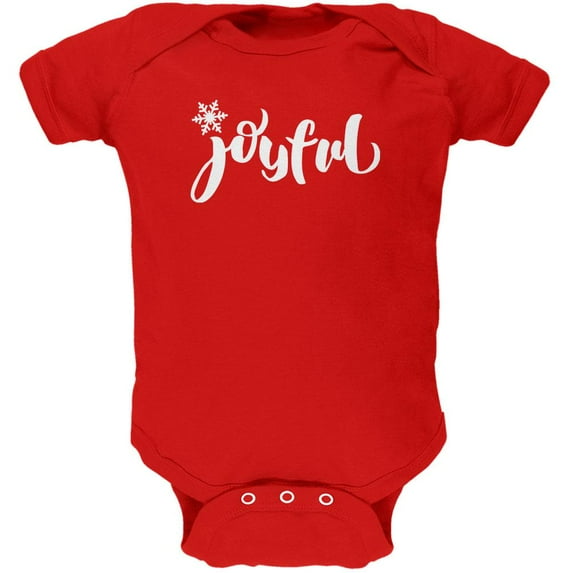 Christmas Joyful Script Snowflake Soft Baby One Piece Red 3-6 M