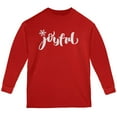thumbnail image 1 of Christmas Joyful Script Snowflake Youth Long Sleeve T Shirt Red YLG, 1 of 1