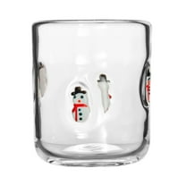 Christmas Juice Glass, 14 Ounce Candy Themed Drinking Cocktails Glasses for Party, Old Fashioned Icon Handblown Cocktail Glass for Holiday Party Supplies Gift,White,4.33*3.58,A