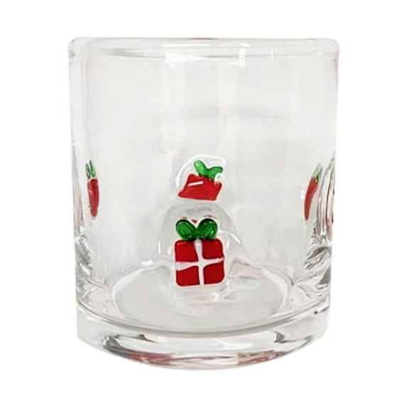 Christmas Juice Glasses 14-Ounce Double Layer Old Fashioned Icon Handblown Glass for Holiday Party Supplies Gift (Christmas Gift)