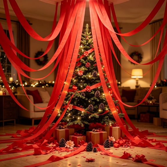 Christmas in July Decorations Colorful Crepe Paper Rolls DIY Streamer Garland Decorations Crinkled Paper Rolls For Christmas Halloween Graduation Birthday Party Wedding Bridal Shower