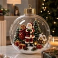 thumbnail image 1 of Christmas in July Glowing Vintage Christmas Hanging Ornament, Warm-Light PVC Tree Decor with Santa & Gift Scene, Indoor Christmas Decorations for Mantel & Window, 1 of 6