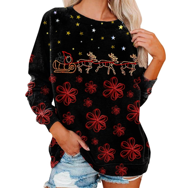 Casual Figure Embroidered Sequins O Neck Sweats Casual Figure Embroidered Sequins O Neck Sweats