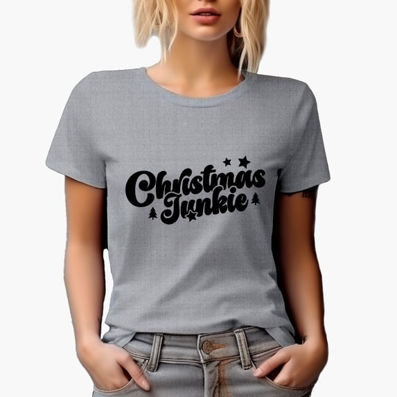 Christmas Junkie Merch Gift, Heather Grey T-Shirt, Small