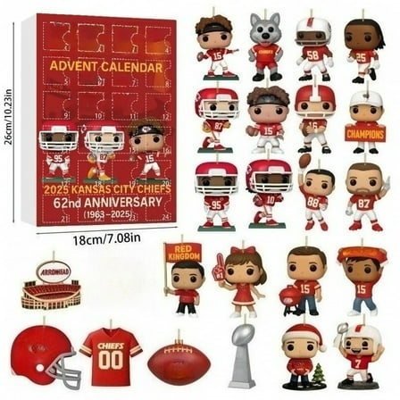 Christmas Kansas City  Advent Calendars,2025 Advent Calendar 62th Anniversary, 24 Collectible Ornaments Gift for Fans & Collectors