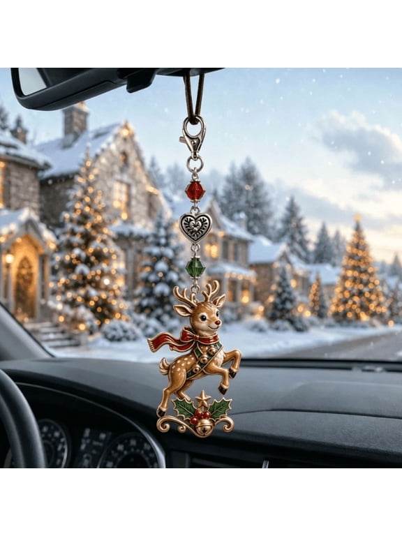 Christmas Keepsake Keychain Card & Pocket Hug, Xmas Character Ornament Charm With Decorative Holiday Message Card For Gifting (Reindeer)