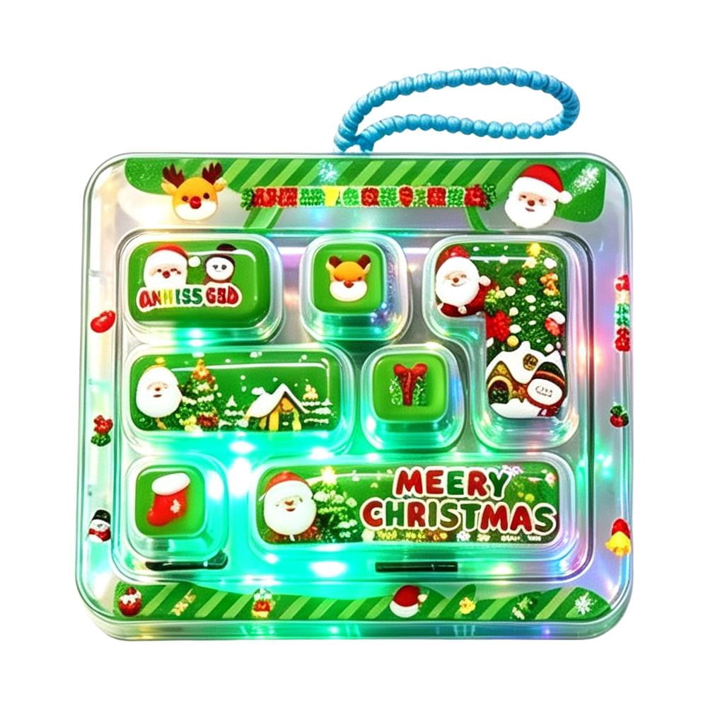 Fidget Button Key Chain Christmas Keyboard Fidget Toy Keychain,7-Button Fidget Keychain Clicker ...