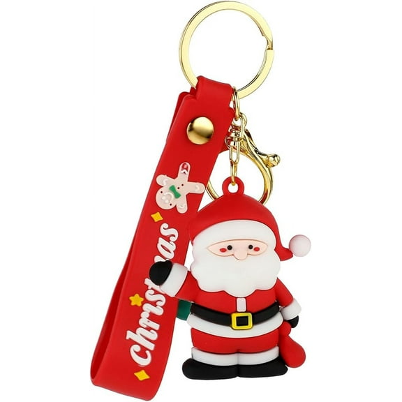 Christmas Keychain Gift,Cute Cartoon Xmas Key Chain Santa Silicone Wristlet Keyring,Cute Xmas Keyring Christmas Cartoon Keychain for Girls Women Schoolbag