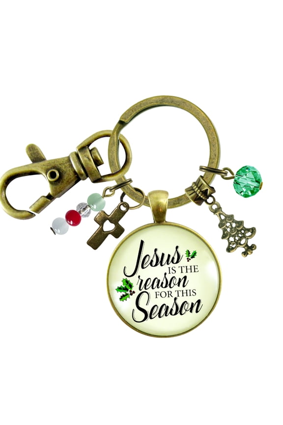 Christmas Keychain Jesus is Reason for the Season Holiday Inspired Gift Jewelry