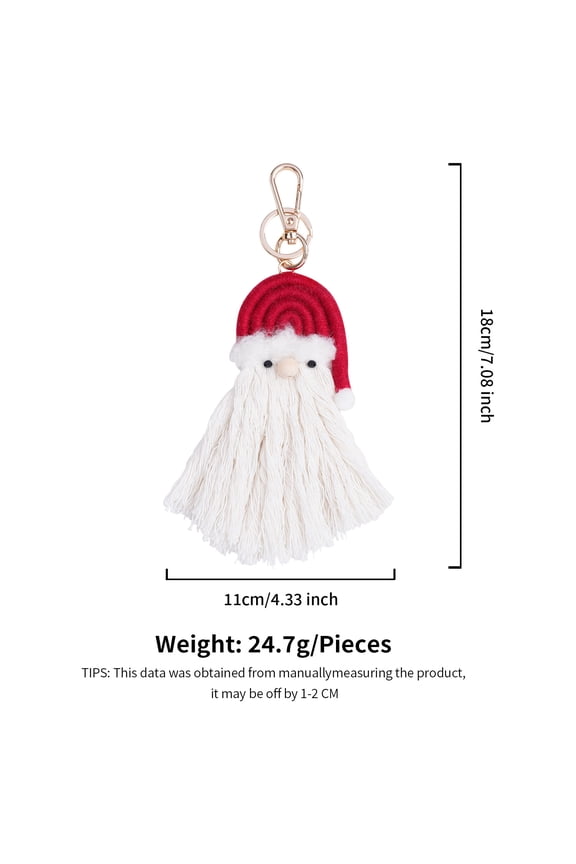 Christmas Keychain Macrame Santa Claus Keychain Santa Tassel Keyring Bag Pendant For Girls Women Purse Bag Backpack Car Key