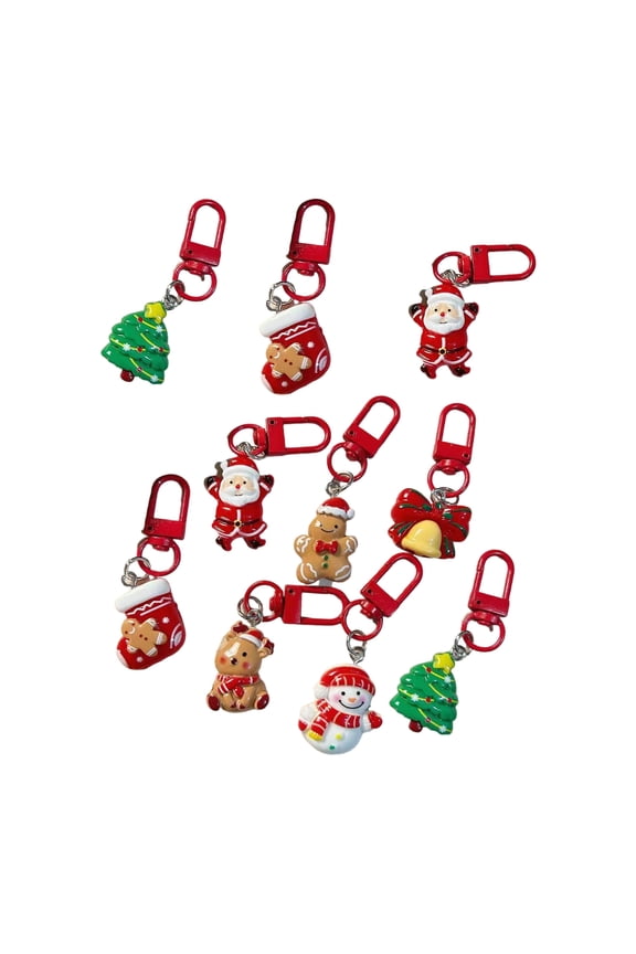 Christmas Keychain Ornament Waterproof Resin Key Rings Creative Stocking Filler Accessories for Teens