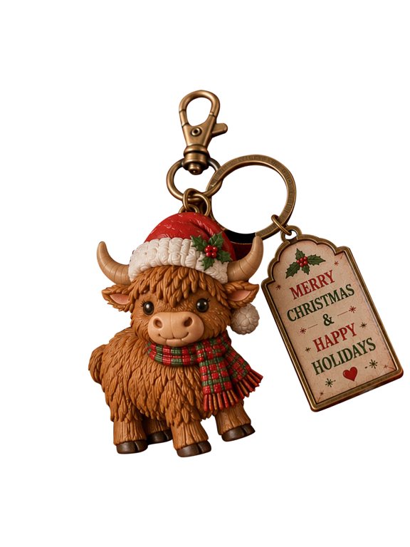Christmas Keychain Resin Holiday Keyring Santa Snowman Ornament Stocking Stuffer Gift for Women Backpack