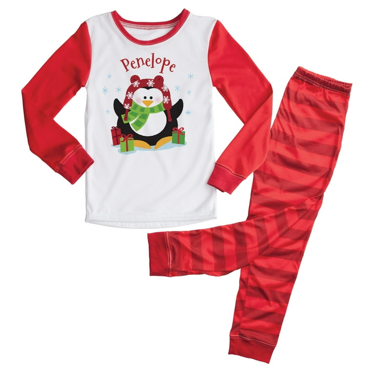 Christmas Kids Pajamas Red Penguin PJs