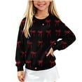 thumbnail image 1 of Christmas Kids Sweater Girls Crewneck Sweatshirt Long Sleeve Pullover Knit Tops,Relaxed Warm For Festival School Wear,Black,14-15 Years, 1 of 6