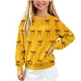 thumbnail image 1 of Christmas Kids Sweater Girls Crewneck Sweatshirt Long Sleeve Pullover Knit Tops,Relaxed Warm For Festival School Wear,Yellow,7-8 Years, 1 of 6