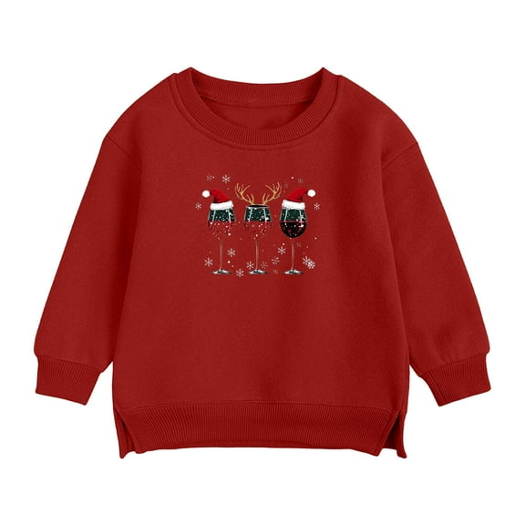 Kids Christmas Sweatshirt Christmas Sweatshirt for Girls Kids Long Sleeve Sweatshirt Children's Shirt Long Sleeved Pattern T-Shirt Printed Round Neck Short Top Suitable for Boys and Girls