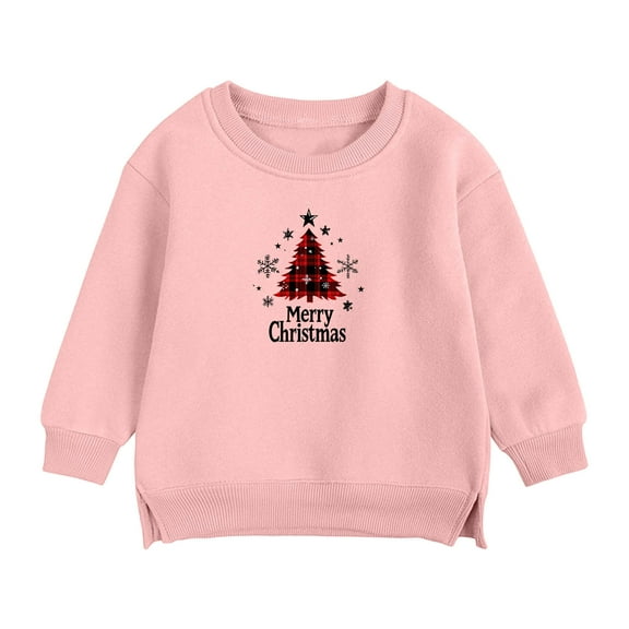 Christmas Kids Sweatshirt Christmas Sweatshirt for Kids Girls Long Sleeve Kids Sweatshirt Children's Shirt Long Sleeved Pattern T-Shirt Printed Round Neck Short Top Suitable for Boys and Girls