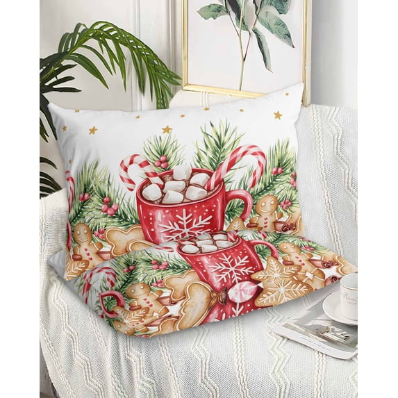 Christmas King Pillow Cases Set of 2 - Microfiber Bed Throw Pillow Covers, Winter Snowflakes Cup Pine Needles Berry Decorative Lumbar Pillow Cover with Envelope Closure for Sofa/Travel 20"x36"