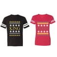 thumbnail image 1 of Christmas King Queen Matching Couple Cotton Jerseys (Men Black / Women Red) (Men M / Women XXL), 1 of 3