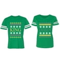 thumbnail image 1 of Christmas King Queen Matching Couple Cotton Jerseys (Men Green / Women Green) (Men M / Women XXL), 1 of 3