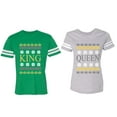 thumbnail image 1 of Christmas King Queen Matching Couple Cotton Jerseys (Men Green / Women Heather) (Men S / Women M), 1 of 3