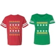 thumbnail image 1 of Christmas King Queen Matching Couple Cotton Jerseys (Men Red / Women Green) (Men L / Women S), 1 of 3