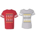 thumbnail image 1 of Christmas King Queen Matching Couple Cotton Jerseys (Men Red / Women Heather) (Men L / Women S), 1 of 3