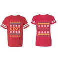 thumbnail image 1 of Christmas King Queen Matching Couple Cotton Jerseys (Men Red / Women Red) (Men XXL / Women M), 1 of 3
