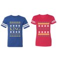 thumbnail image 1 of Christmas King Queen Matching Couple Cotton Jerseys (Men Royal / Women Red) (Men XL / Women M), 1 of 3