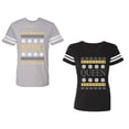 thumbnail image 1 of Christmas King Queen Unisex Couple Matching Cotton Jersey style T-Shirt Contrasting stripes on sleeves (Men Heather / Women Black) (Men S / Women S), 1 of 3