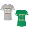 thumbnail image 1 of Christmas King Queen Unisex Couple Matching Cotton Jersey style T-Shirt Contrasting stripes on sleeves (Men Heather / Women Green) (Men S / Women S), 1 of 3