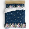 thumbnail image 1 of Christmas King Size Comforter Set, Winter Xmas Snowman Pine Tree Snowflakes Navy Blue Bedding for All Seasons, 4 Pcs Bed Set with 1Comforter (90"x106") ,1 Sheet(94"x116"), 2 Pillowcases (19"x35"), 1 of 7