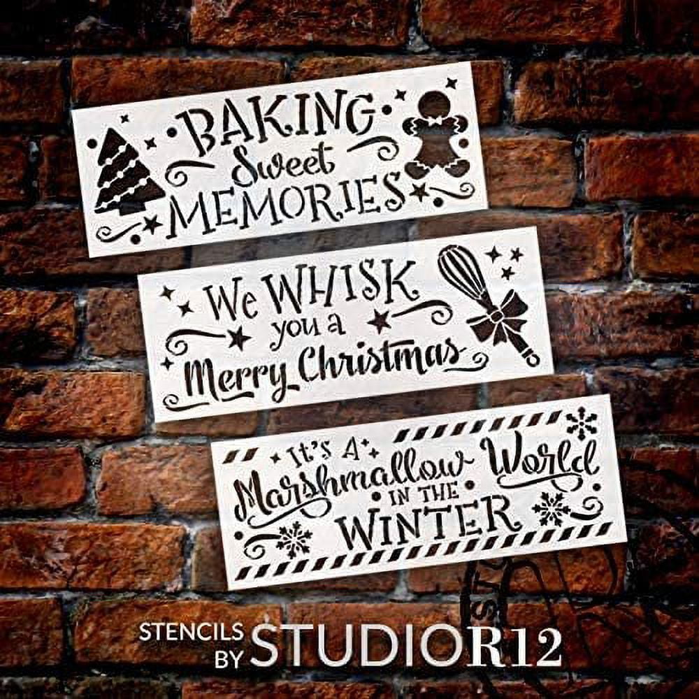 Christmas Kitchen 3-Piece Stencil Set by StudioR12 DIY Holiday Bake Home  Decor Gift Craft & Paint Wood Sign Reusable Mylar Templates Select Size  13.5 inches x 5 inches 