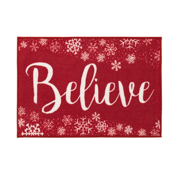 Christmas Kitchen Accent Rug 20 x 30 inches, Holiday Print with Skid Resistant Backing by Natco