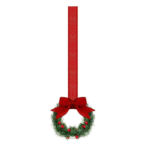 Christmas Kitchen Cabinet Mini Wreaths with Ribbon, Small Xmas Window and Door Decor, Holiday Garland for Cabinets, Seasonal Home Decoration, Festive Kitchen Accent