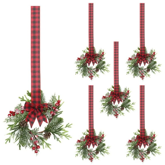 Christmas Kitchen Cabinet Wreath With Pine Berries And Bow For Holiday Home Decor